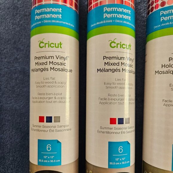 Set of 5 Rolls - Cricut Premium Vinyl Regular & Holographic & Iron-On Mosaic NEW - Picture 2 of 8